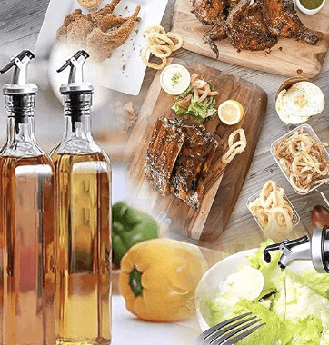 Glass Oil Dispenser Bottle, 500ml+500ml, Pack of 2, Transparent - Image 2